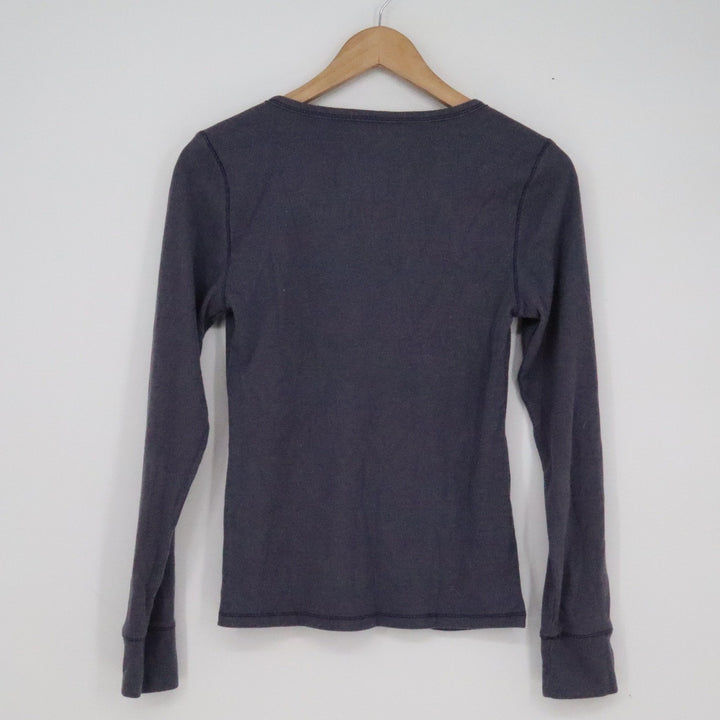 Old Navy Womens Cozy Snug Ribbed Henley Long Sleeve Top Dark Gray Medium