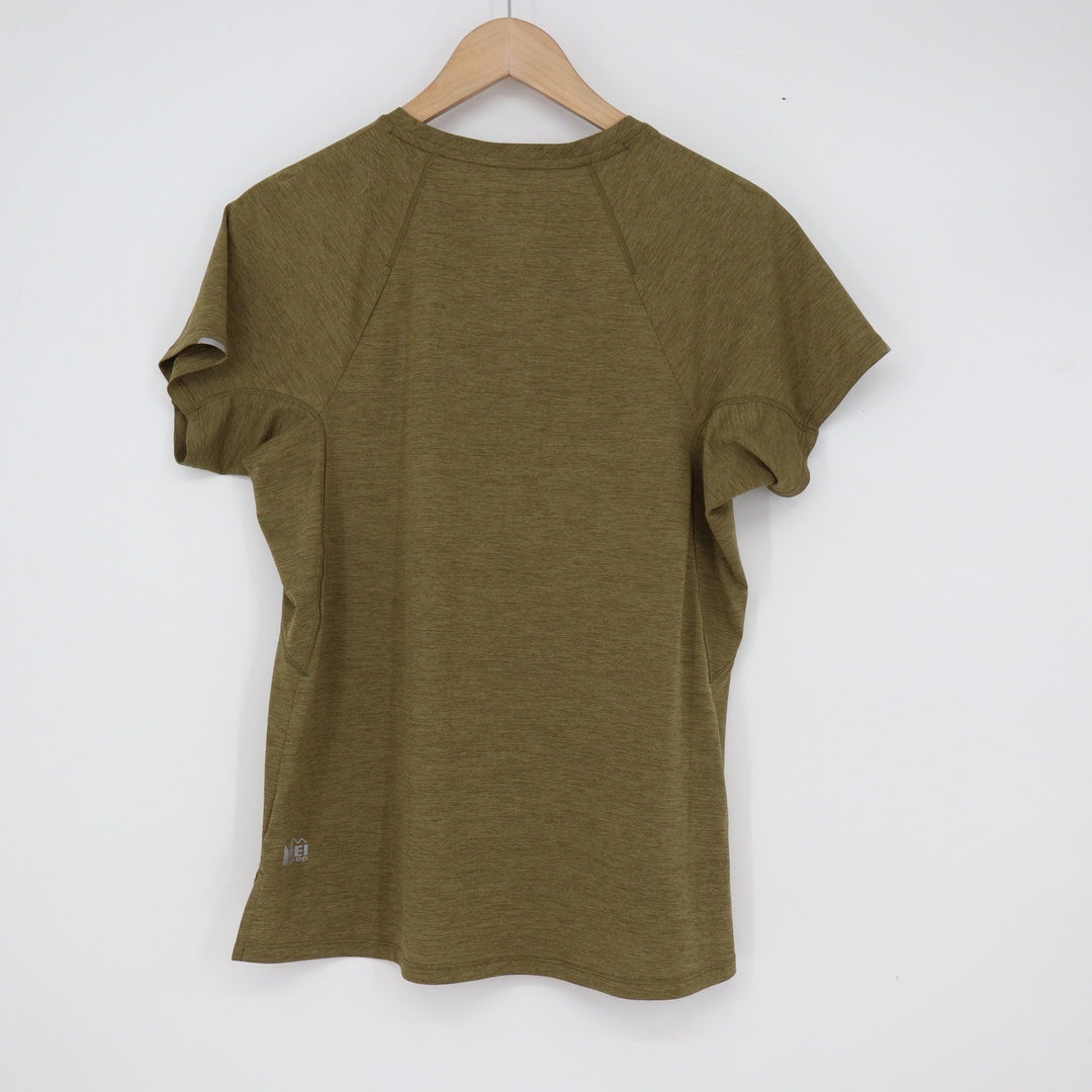 REI Co-op Mens Medium Olive Green Heathered Performance Short Sleeve T-Shirt