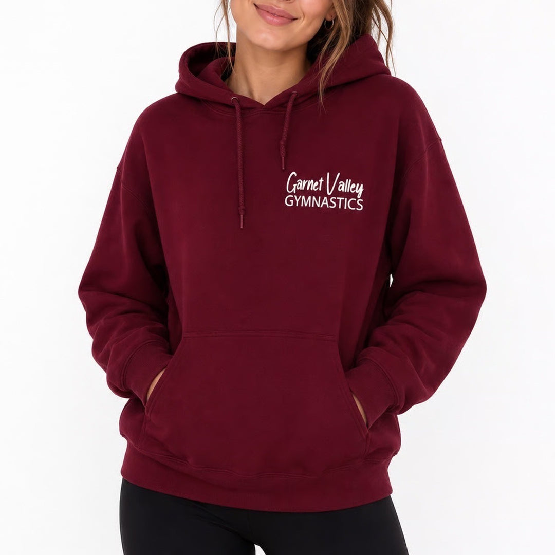 Gildan Heavy Blend Maroon Garnet Valley Gymnastics Hoodie Small GVG Graphic