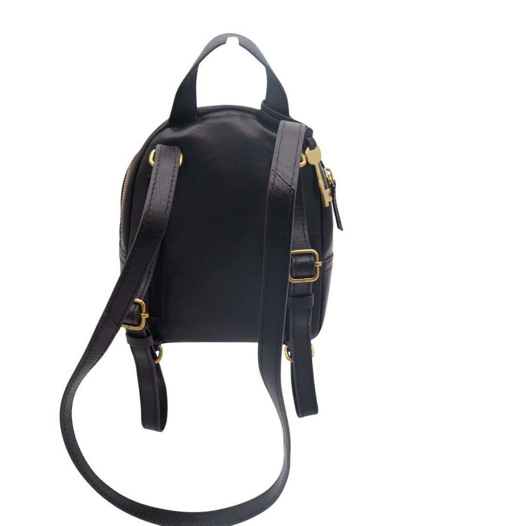 Fossil Megan Womens Backpack Black Pebbled Leather Adjustable Shoulder Strap Bag