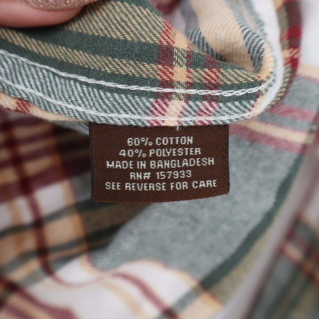 Mountain Ridge Flannel Shirt Mens L Multi Plaid Spread Collar Cotton Button Up