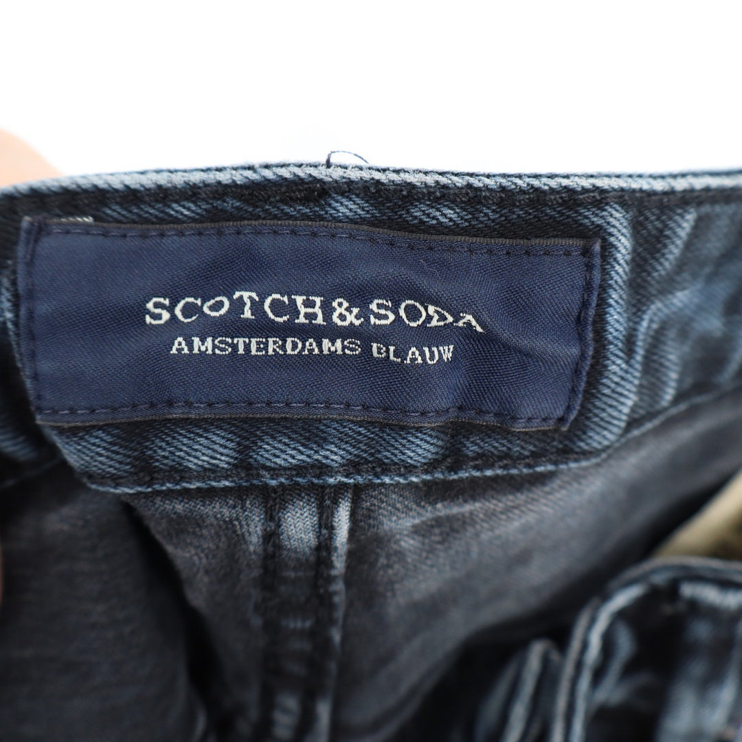 Scotch & Soda Amsterdams Blauw Mens Slim Fit Jeans Dark Wash 29x32 Distressed