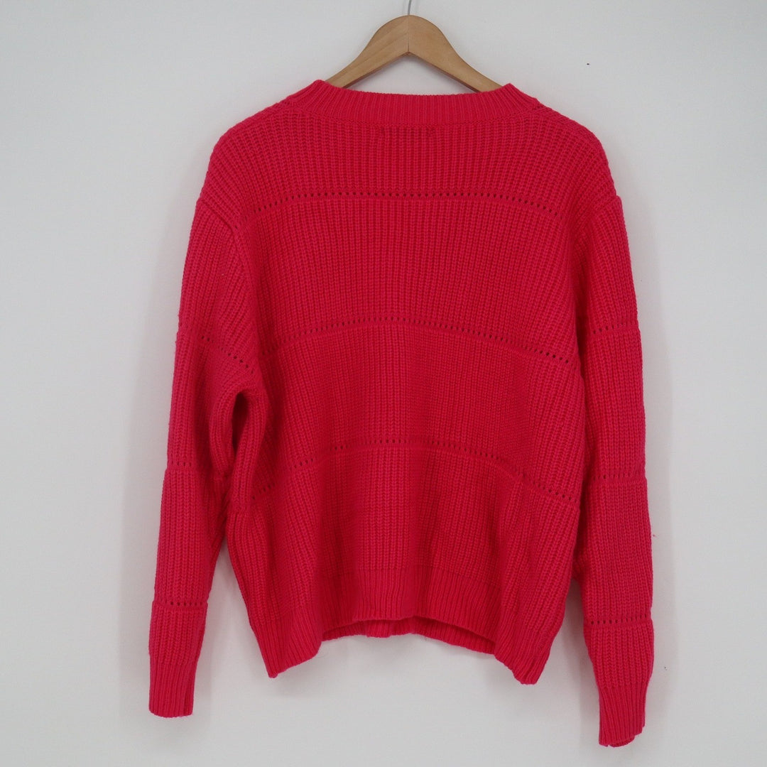 Shein Curve Pink Shaker Knit Crewneck Sweater Plus Size 2XL Long Sleeve Pullover