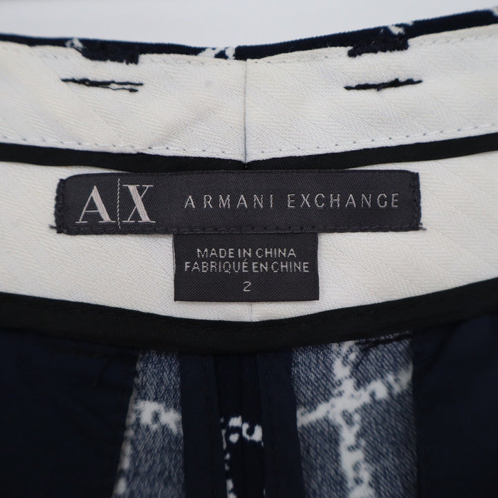 Armani Exchange Navy Blue White Windowpane Grid Tailored Shorts Womens Size 2