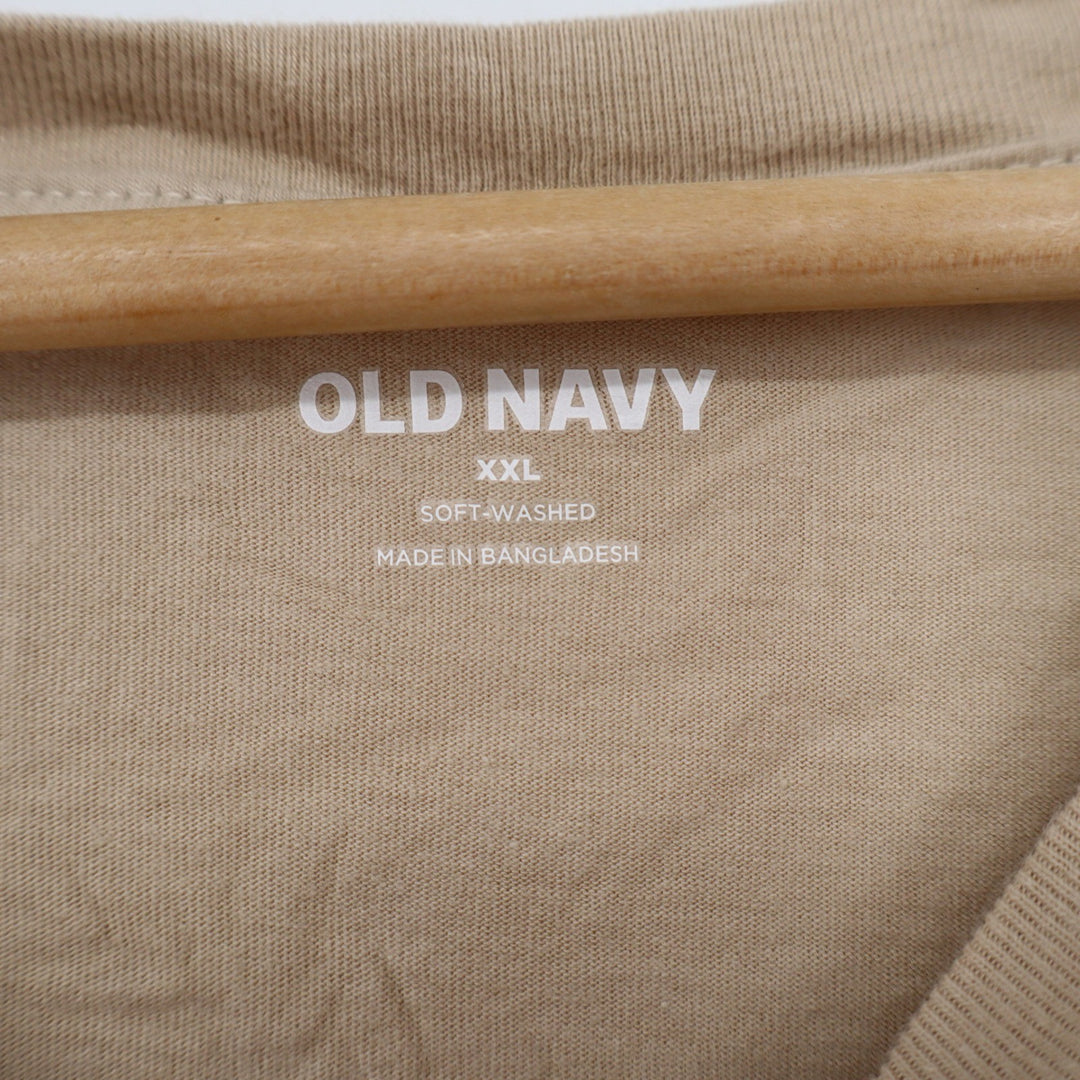 Old Navy Mens XXL Soft-Washed Cotton T-Shirt Tan Khaki Short Sleeve Crewneck