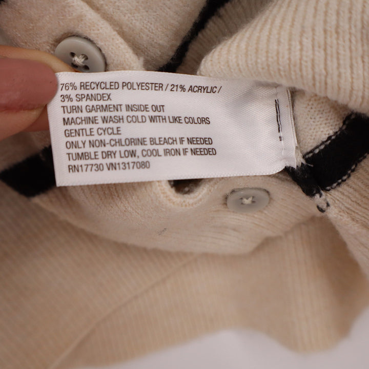 A New Day Womens Striped Button Front Cardigan Sweater Cream Black Size M