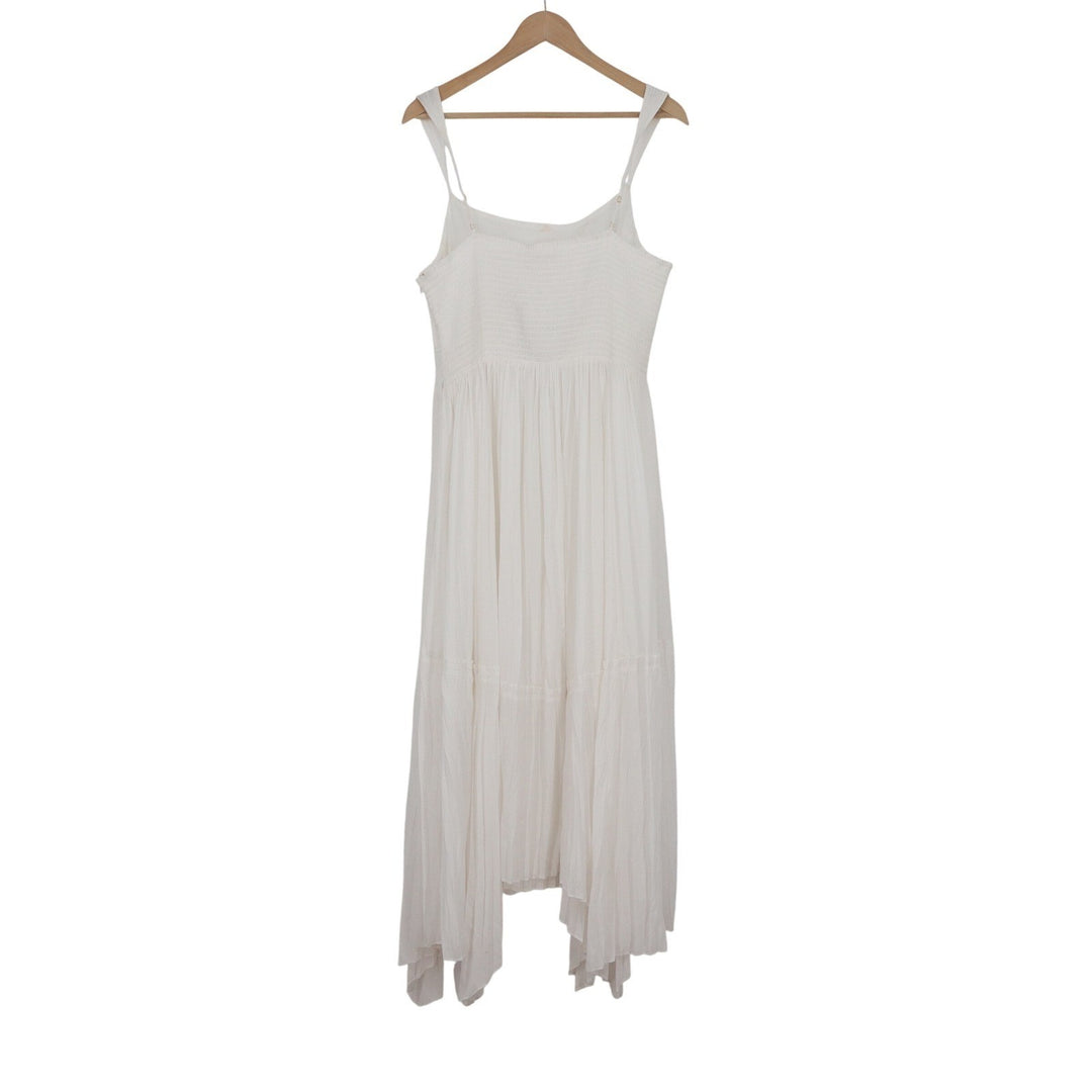 Ramy Brook Ivory August Dress Tiered Handkerchief Hem Smocked XL A04243018