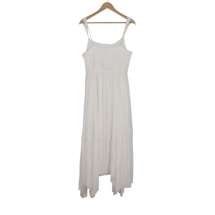 Ramy Brook Ivory August Dress Tiered Handkerchief Hem Smocked XL A04243018