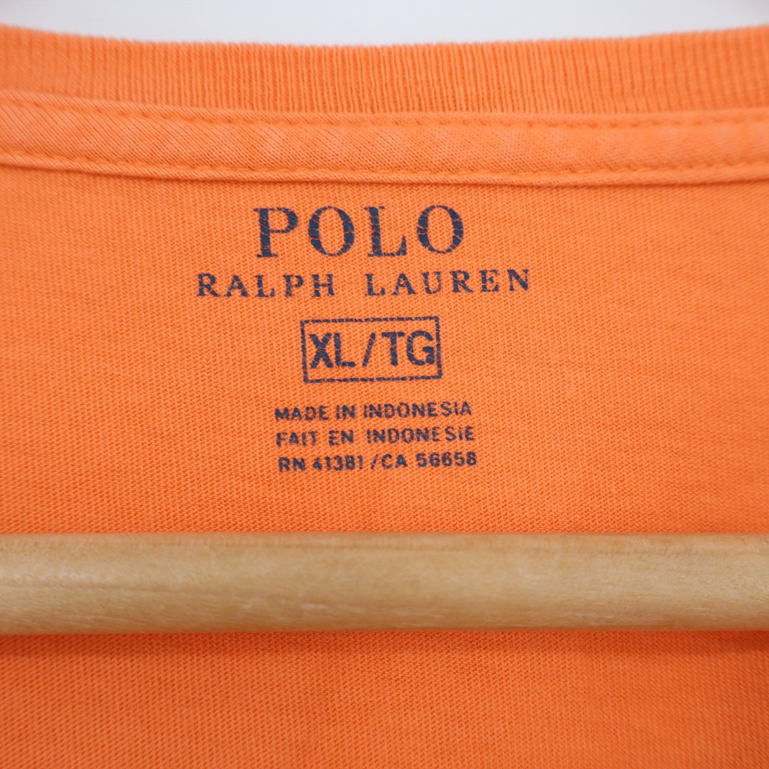 Polo Ralph Lauren T-Shirt Mens XL Solid Orange Blue Pony Logo Excellent