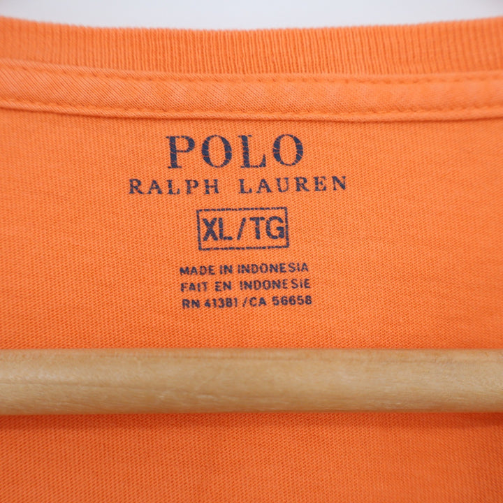 Polo Ralph Lauren T-Shirt Mens XL Solid Orange Blue Pony Logo Excellent