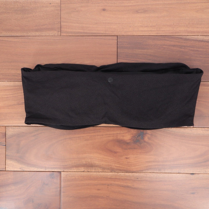 CALIA Womens XXL Shirred Strapless Bandeau Bikini Top Pure Black Texture
