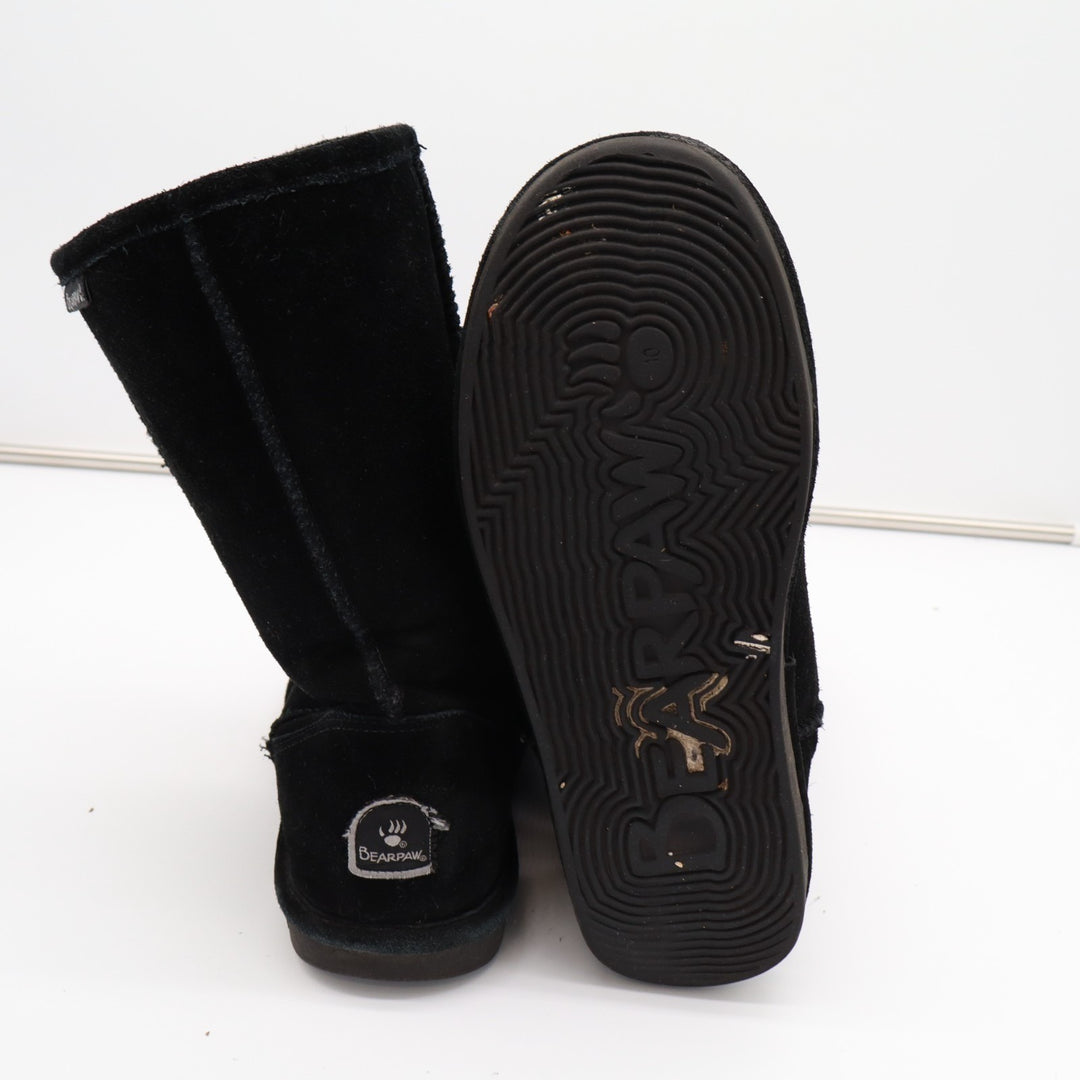 Bearpaw Bootie Womens US 10 Black Suede Fleece Lined Round Toe Mid Calf Boots