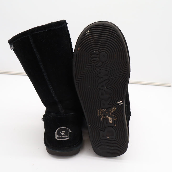 Bearpaw Bootie Womens US 10 Black Suede Fleece Lined Round Toe Mid Calf Boots