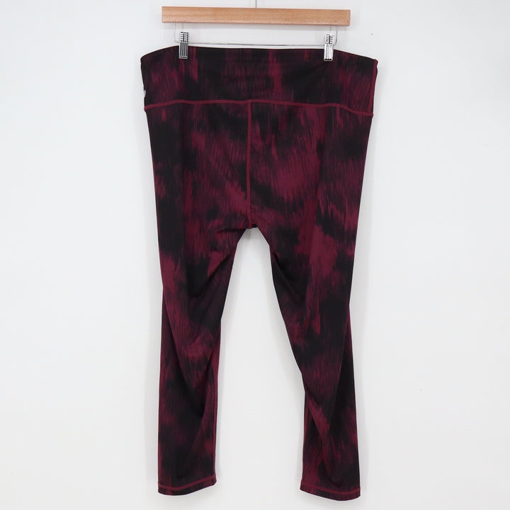 Z by Zella Leggings Womens 1X Burgundy Abstract Cropped Excellent