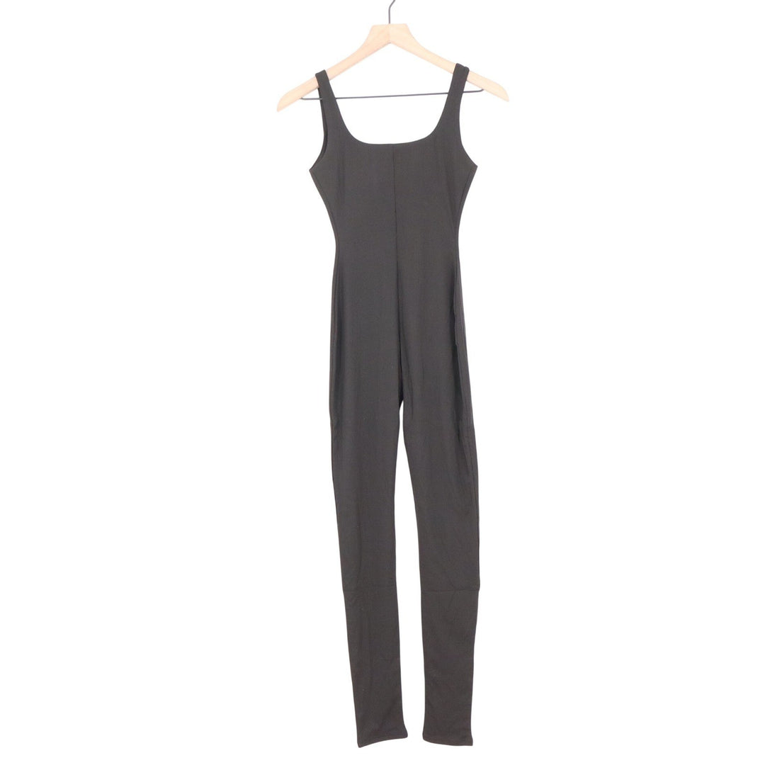 Naked Wardrobe Womens Black Ribbed Scoop Neck Sleeveless Jumpsuit S