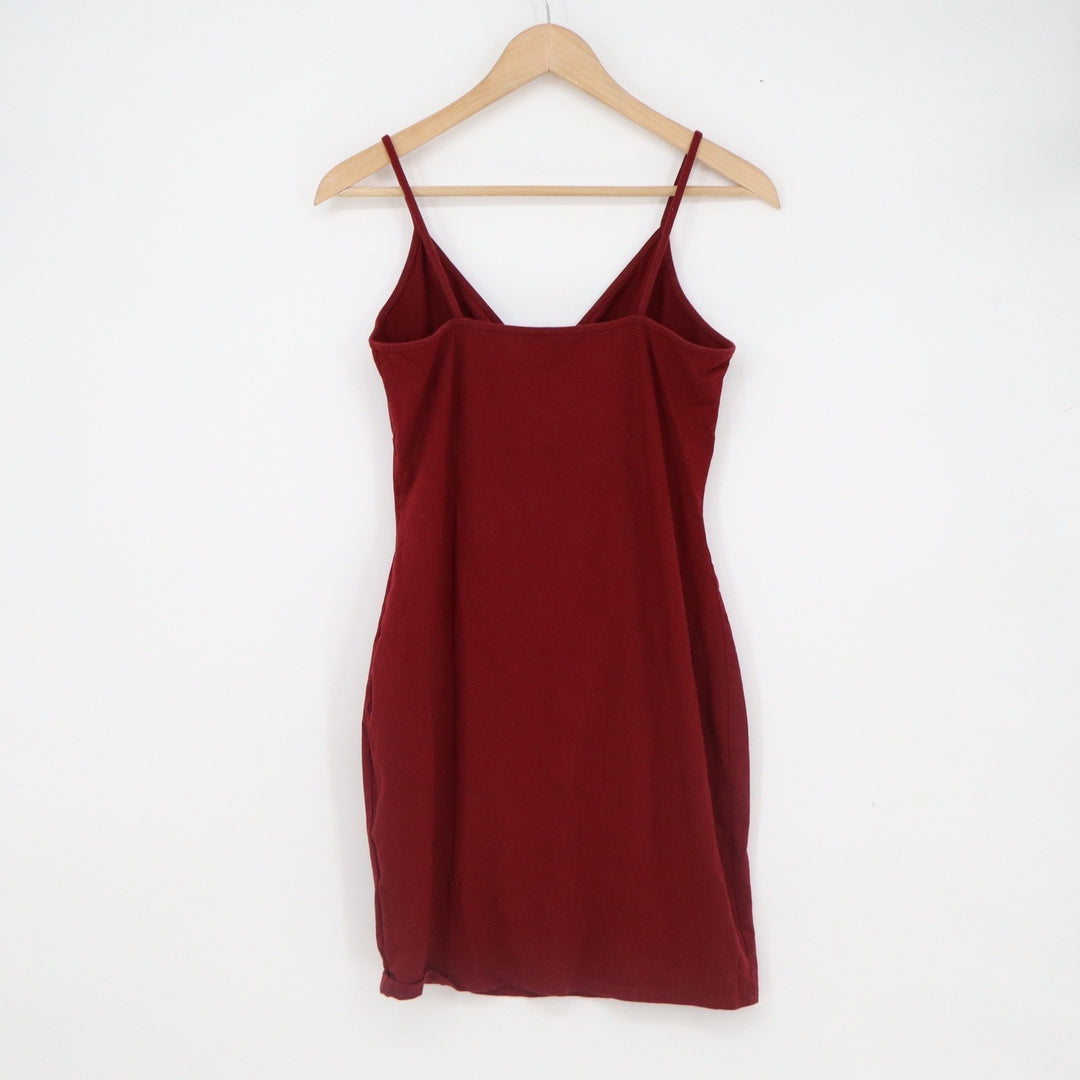 Wild Fable Burgundy Bodycon Mini Dress XL Surplice V-Neck Spaghetti Strap Cotton