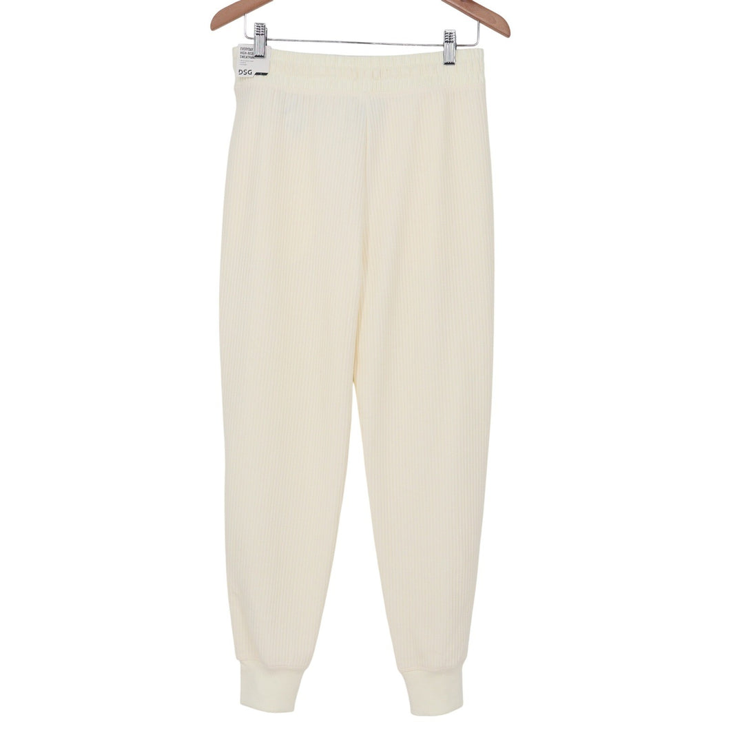DSG Womens So Soft Ottoman Jogger Pants Light Cream Ribbed DAW24419N Small