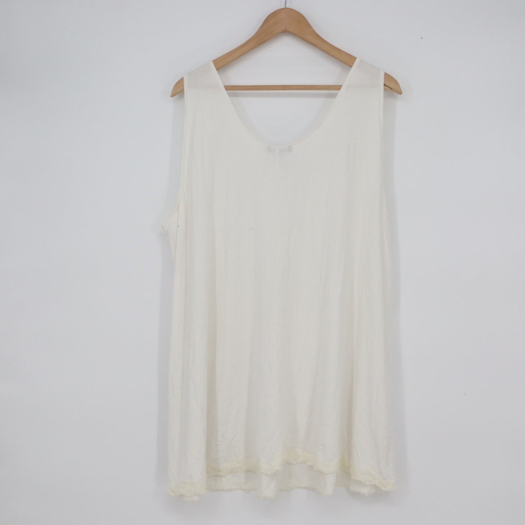 Lane Bryant Womens Cream Lace Trim V-Neck Sleeveless Tank Top Plus Size 26/28