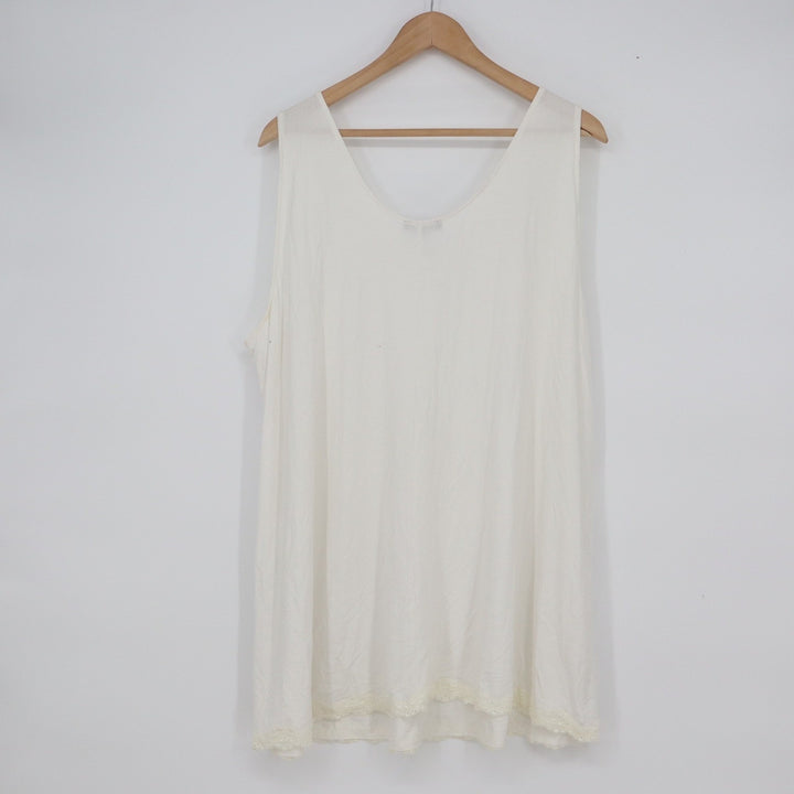 Lane Bryant Womens Cream Lace Trim V-Neck Sleeveless Tank Top Plus Size 26/28