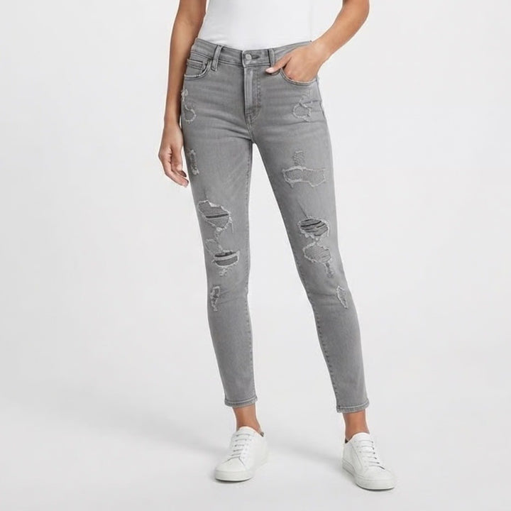 American Eagle Airflex+ Skinny Distressed Gray Ripped Jeans Mens 32x30