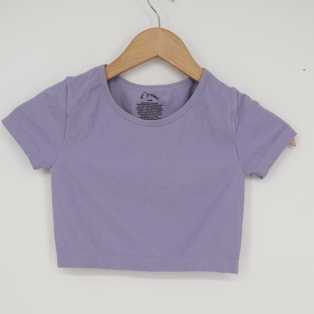 Art Class Girls Ribbed Seamless Crop Top Purple Short Sleeve Size M 8