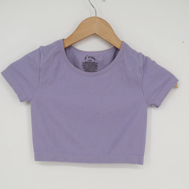 Art Class Girls Ribbed Seamless Crop Top Purple Short Sleeve Size M 8