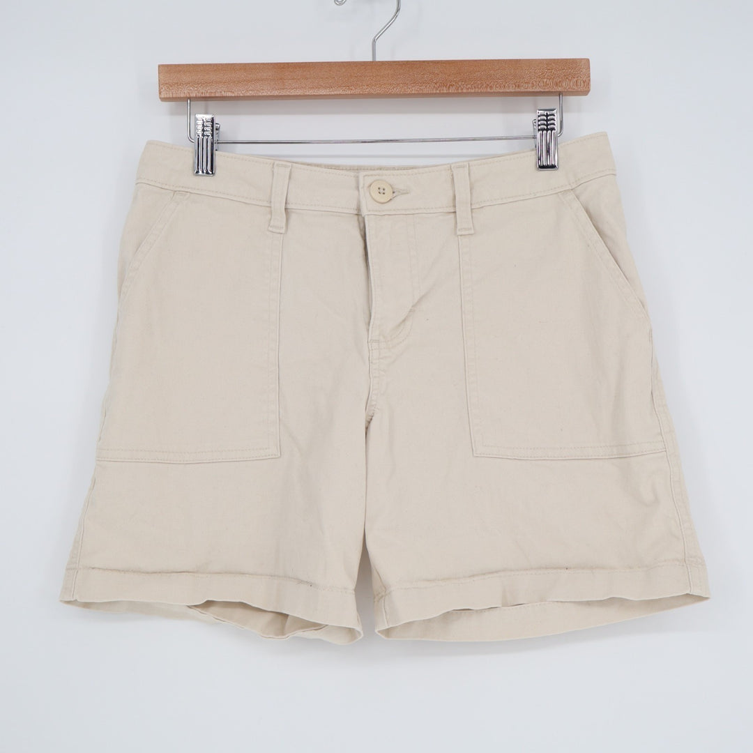 Lee Chino Shorts Womens White Zip Fly Patch Pockets Regular Fit Mid Rise