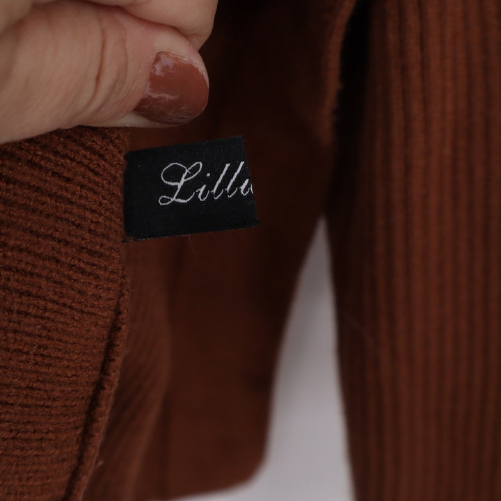 Lilla P Rust Brown Ribbed Turtleneck Oversized Tunic Sweater Large