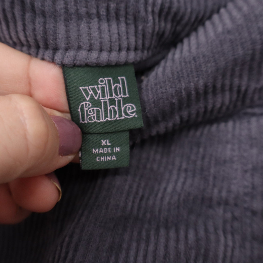 Wild Fable Gray Corduroy Cargo Mini Skirt XL 100% Cotton Back Zip Utility