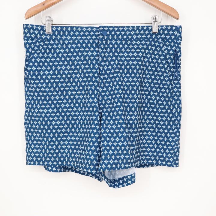 VRST Mens Resort Short 6" Deep Denim Print Blue Floral Stretch Relaxed Fit L