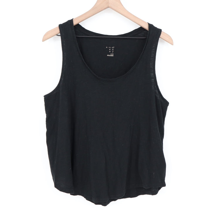 A New Day Crop Tank Top Women Large Black Knitted Round Neck Wide Strap Pullover