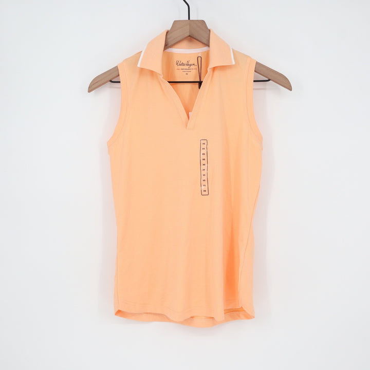 Walter Hagen Womens P11 Sleeveless Johnny Golf Polo Peach Fuzz Orange XS NEW