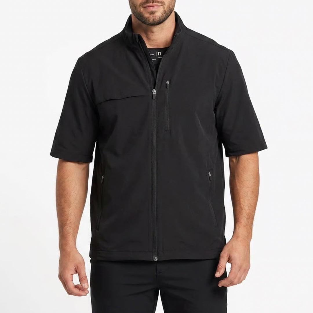Walter Hagen 11 Majors Mens Short Sleeve Golf Rain Jacket Black Size M Full Zip
