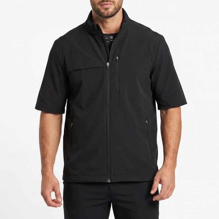 Walter Hagen 11 Majors Mens Short Sleeve Golf Rain Jacket Black Size M Full Zip