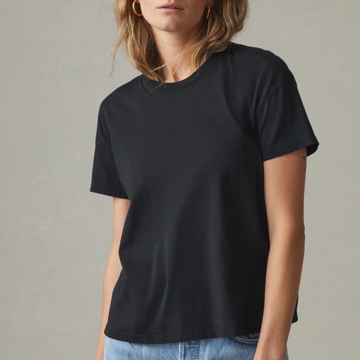 AMERICAN GIANT Womens Black Crew Neck Short Sleeve T Shirt Made in USA Size S