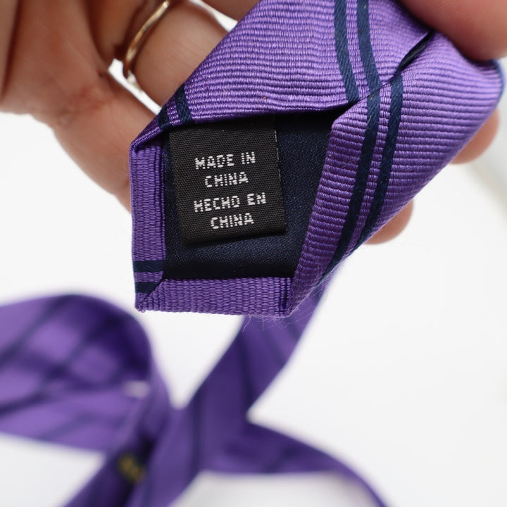 U.S. Polo Assn. Necktie Mens OS Striped Purple Navy Blue Classic Excellent