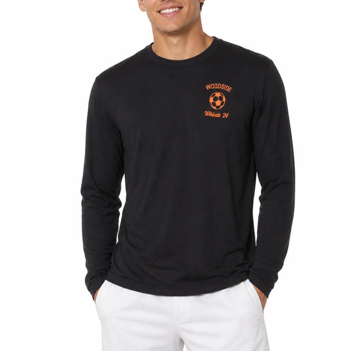Woodside Wildcats Soccer Long Sleeve Performance Shirt Black Orange Boswell 6