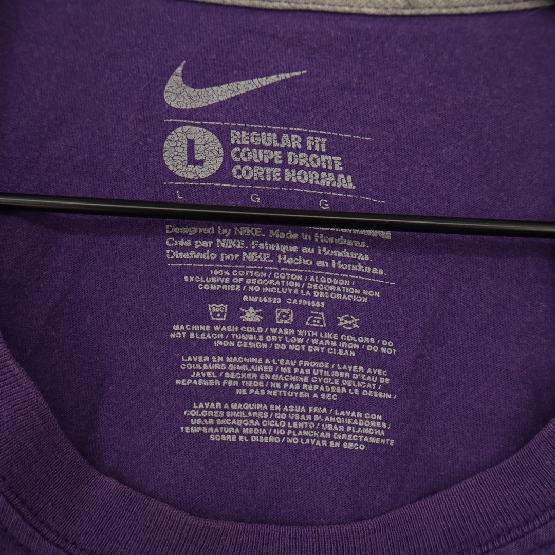 Nike Mens Purple Graphic Swoosh Logo Short Sleeve Cotton T-Shirt Large