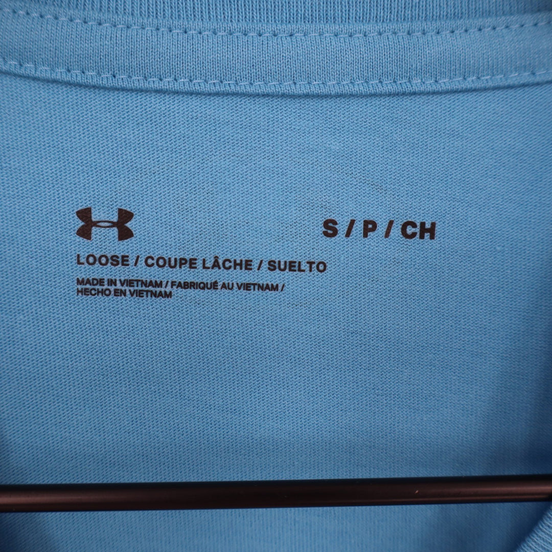 Under Armour Mens Left Chest Cut Off Tank Blue Muscle Tee Small