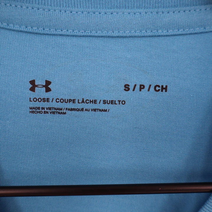 Under Armour Mens Left Chest Cut Off Tank Blue Muscle Tee Small