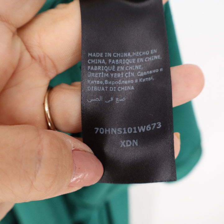 Bebe Emerald Green Draped V-Neck Maxi Dress T-Back Gown XS