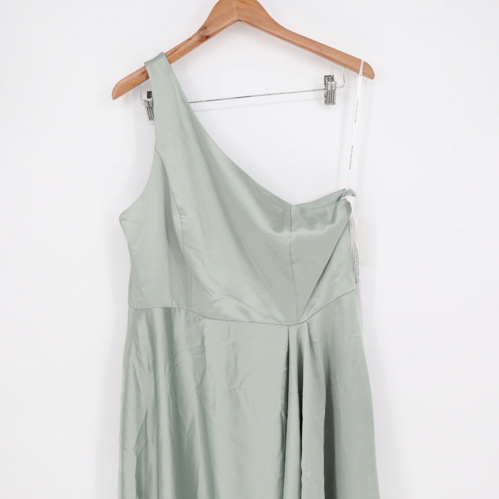 Dessy Collection Vivian Bianchi 14R Sage Green One Shoulder Hi Low Maxi Dress