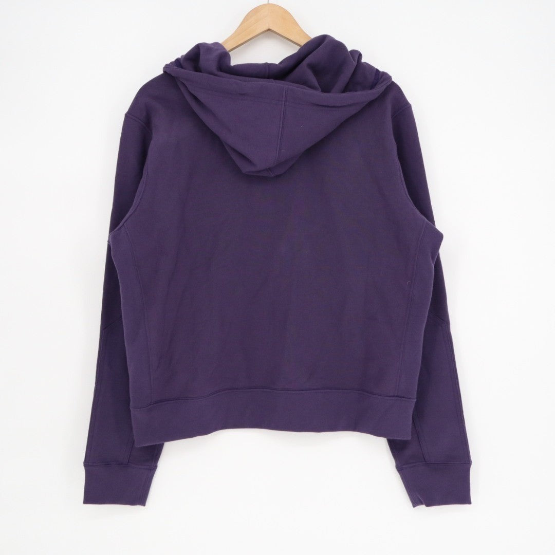 American Giant Hoodie Women Medium Purple Logo Fleece Lined Cotton Warm Full Zip