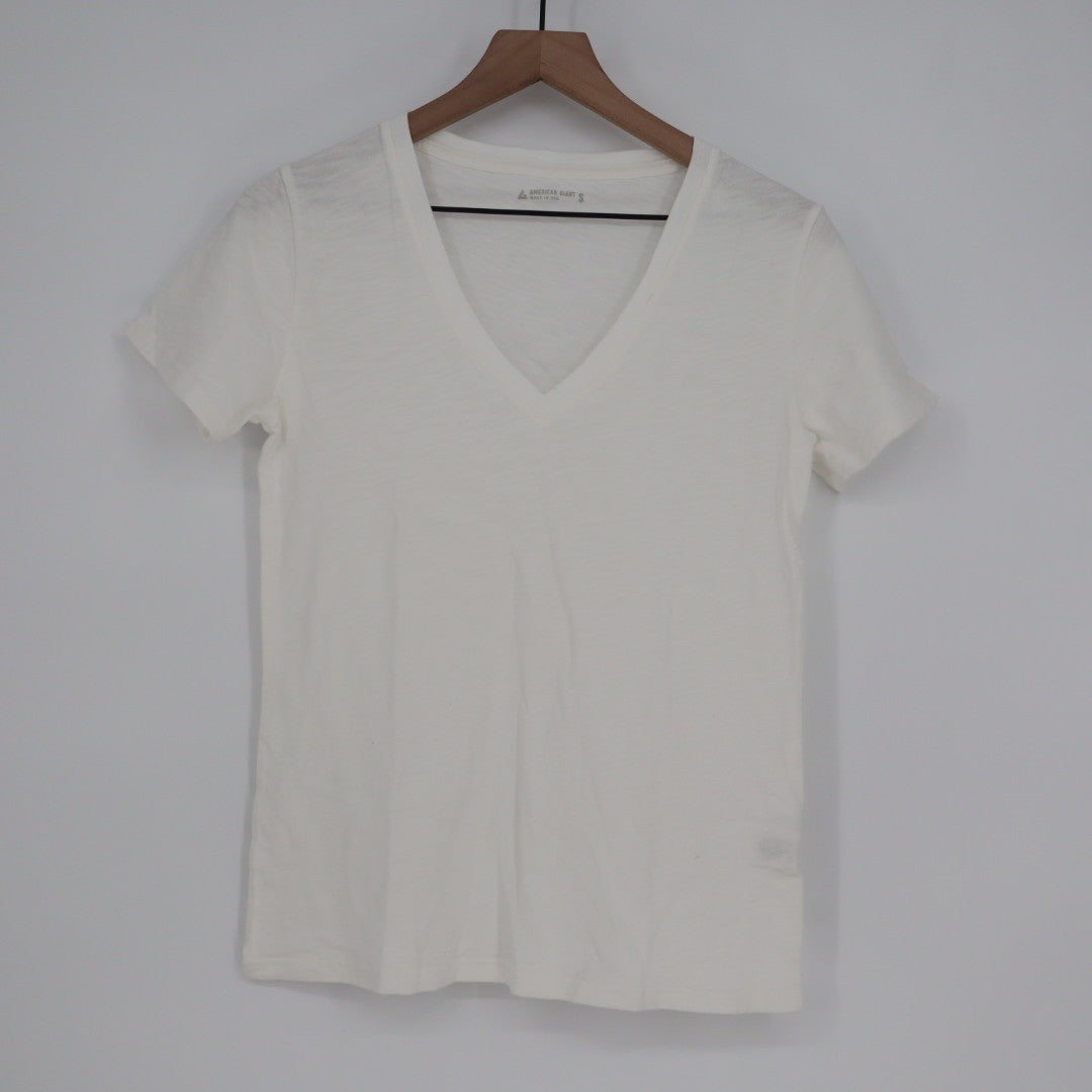 American Giant Women's Classic Cotton V-neck Tee Size S Made In USA