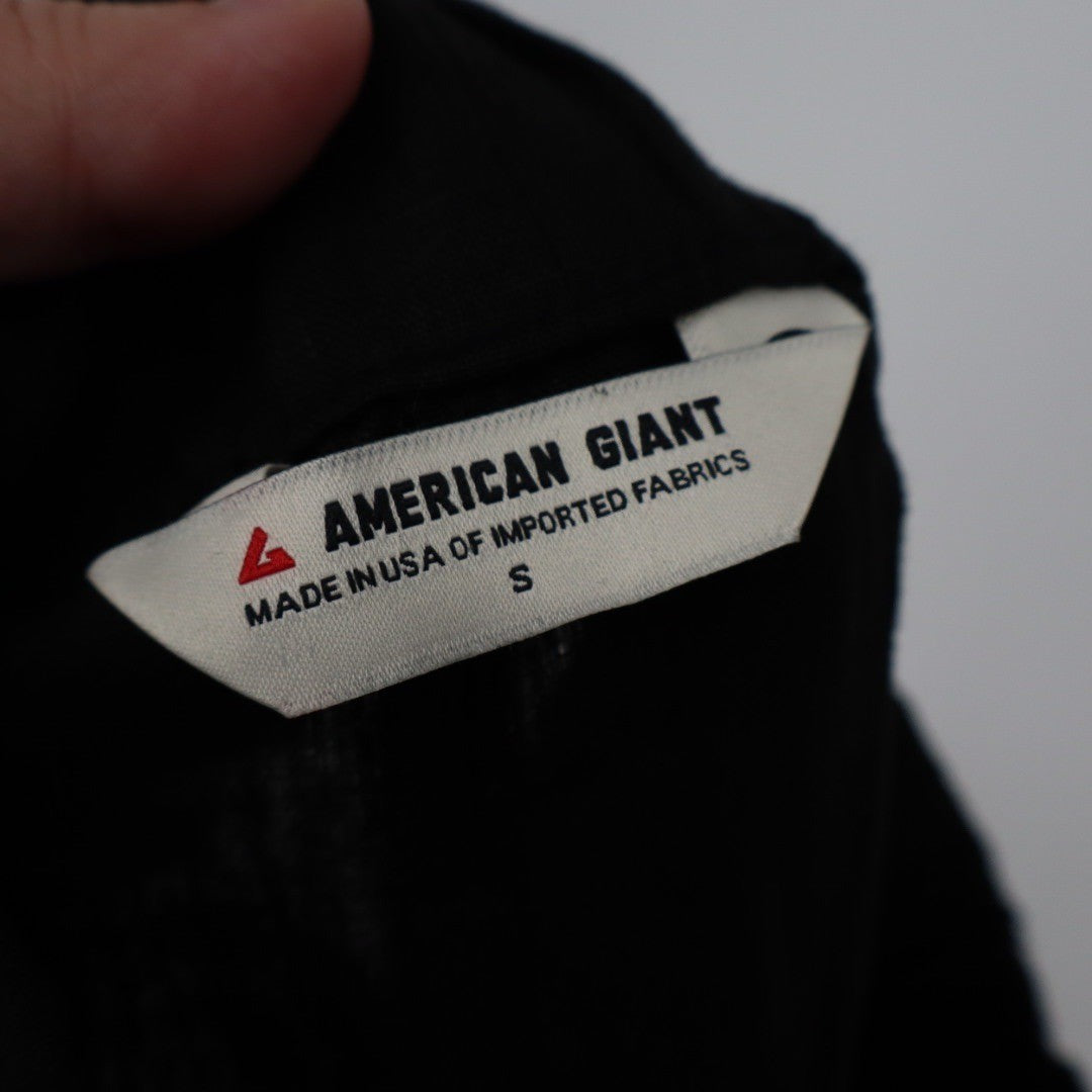 American Giant Black 100 Linen Elastic Waist Cropped Pants Size S