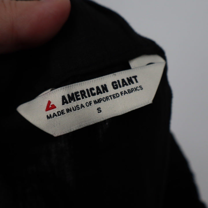 American Giant Black 100 Linen Elastic Waist Cropped Pants Size S