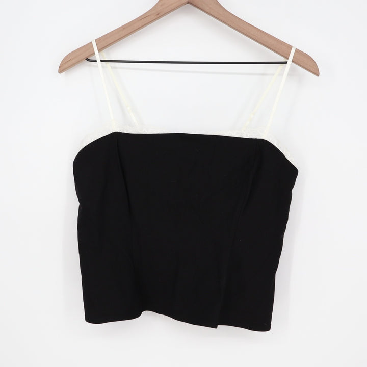 Wild Fable Crop Tank Top Womens Large Black Lace Trim Spaghetti Strap Pullover