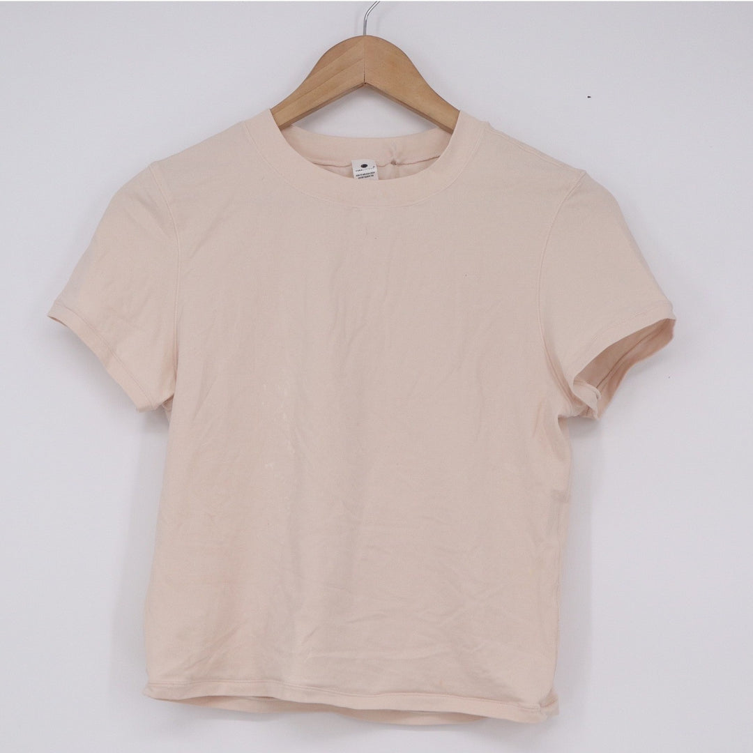 Yogalicious Airlite Melissa Crop Short Sleeve Tee Peach Apricot Large