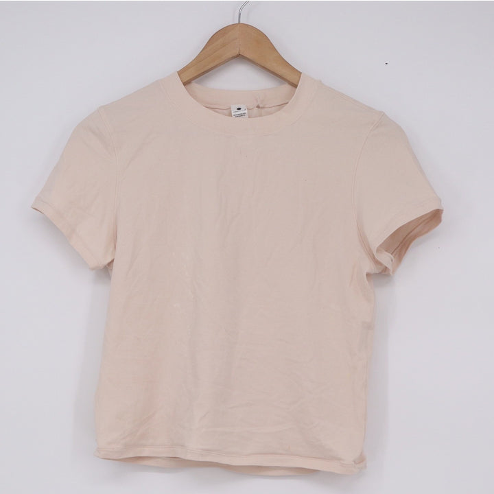 Yogalicious Airlite Melissa Crop Short Sleeve Tee Peach Apricot Large