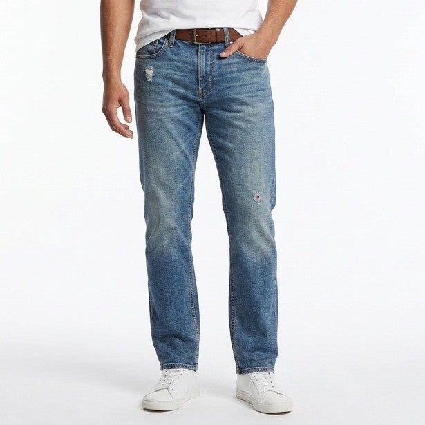 Bullhead Denim Co. Straight Jeans Mens 32x34 Blue Medium Wash Cotton Whiskered
